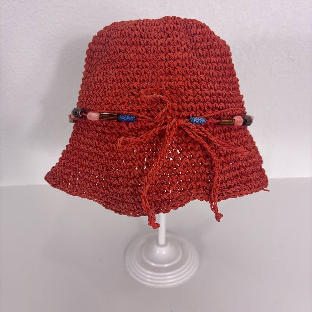Magid Hats Red Open Straw Packable Sun Hat‎